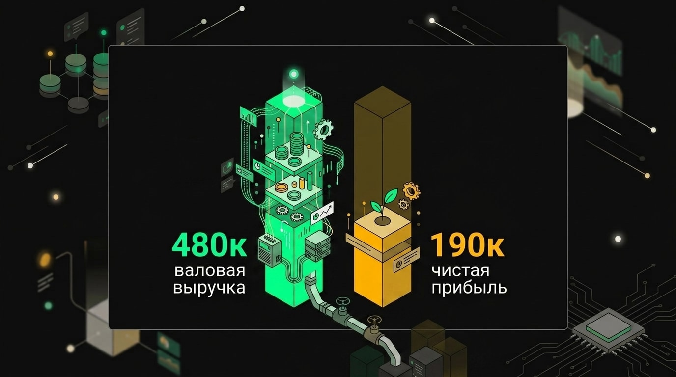 График выручки и чистой прибыли за 6 месяцев на проектной модели оплаты