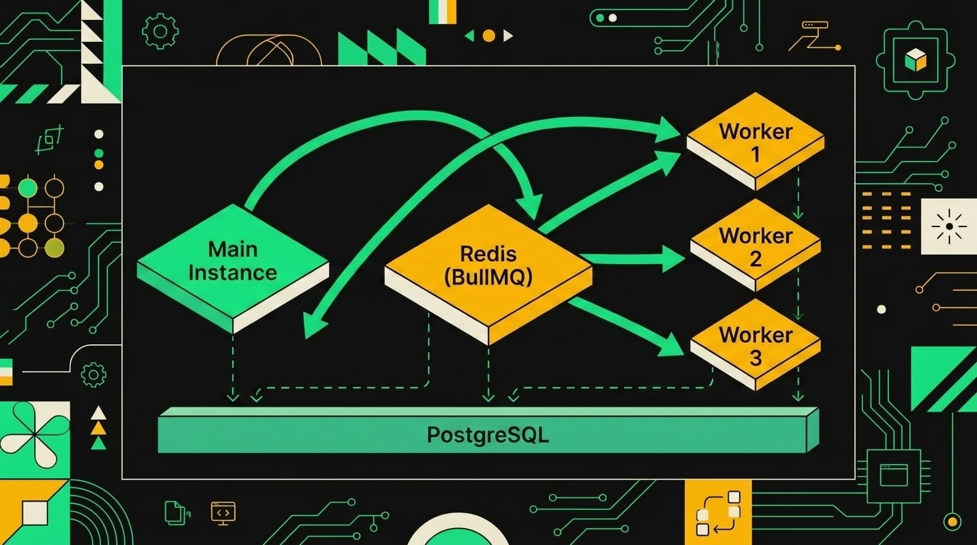 Архитектура n8n в queue mode: Redis, BullMQ, main-инстанс и несколько worker-инстансов