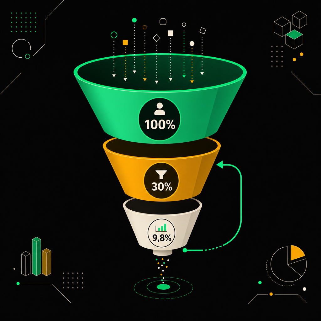 Funnel diagram showing cart abandonment recovery stages from add-to-cart to completed purchase