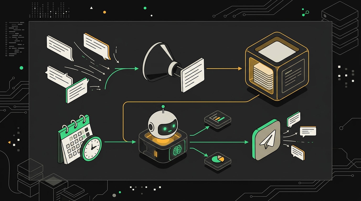 Архитектура двух воркфлоу n8n: Receiver и Processor