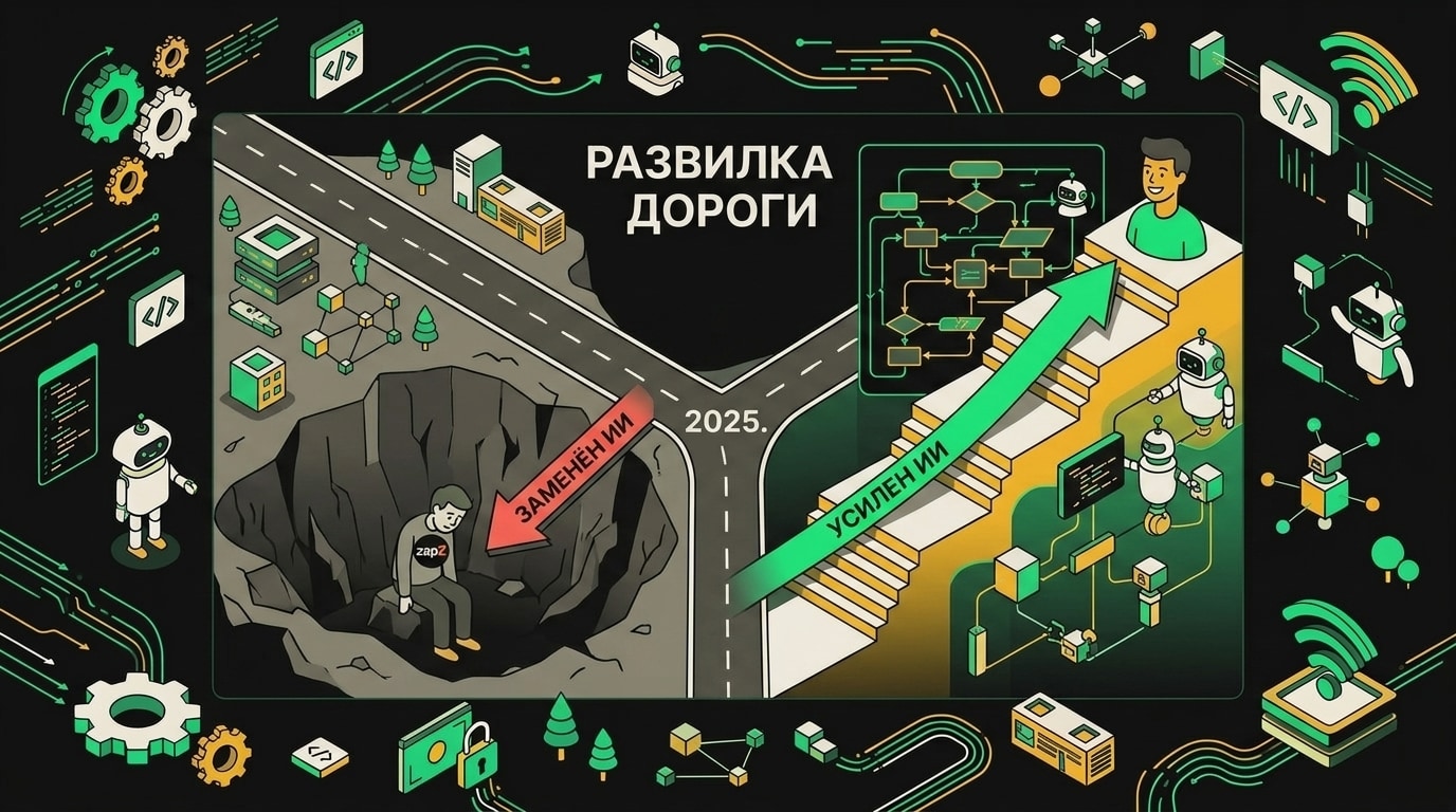 Развилка: консультант типа А вытесняется AI, консультант типа Б усиливается AI